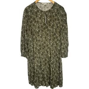 Boden Womens 14 Vanessa Green Star Print Boho Prairie Shirt Dress Cottagecore